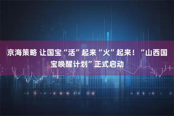 京海策略 让国宝“活”起来“火”起来！“山西国宝唤醒计划”正式启动